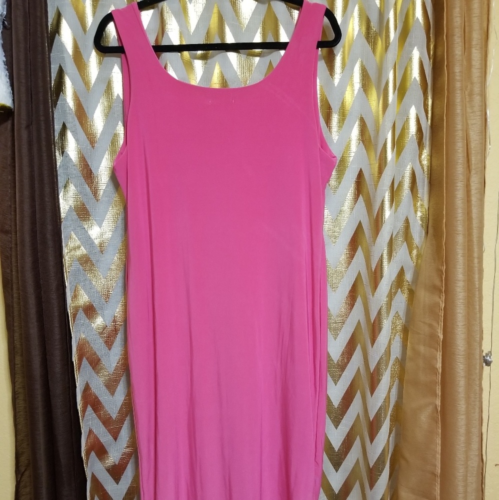 Hot pink bodycon midi dress